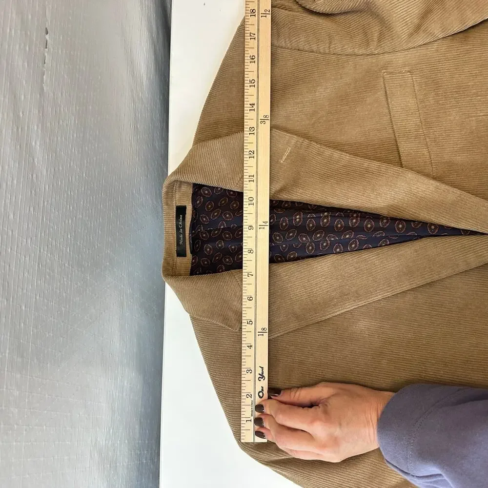 CHAPS Men’s 38R Corduroy Blazer Tan Brown Elbow Patches Professor Sport Coat